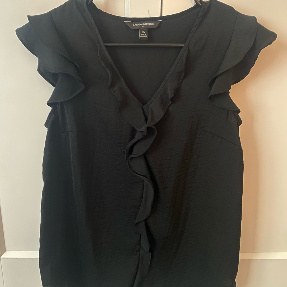 Banana Republic Black Ruffle Blouse